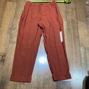 A New Day Women's Slim Ankle Pleated Trousers orange Size 10